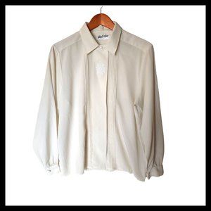Vintage Yves St. Clair Women's Blouse Off White Embroidered 90's size 16